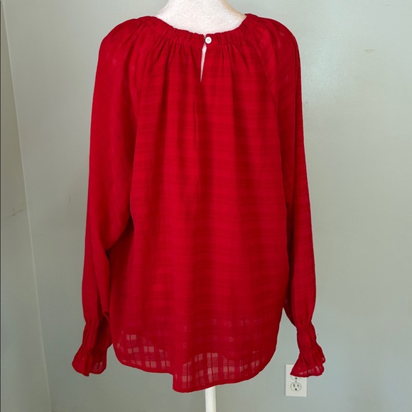 [LOFT] Vibrant Striped Red Blouse - Size Large - Picture 3 of 5